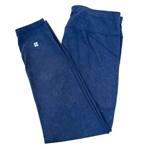 Sweaty Betty All Day 7/8 Leggings Navy Floral Embossed SB6047 78 Medium